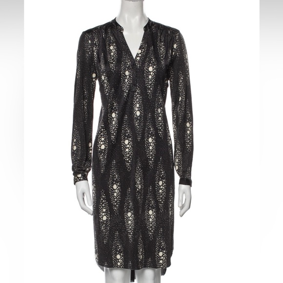 Ulla Johnson Grey V-Neck  Python Print Midi Dress - Picture 1 of 10